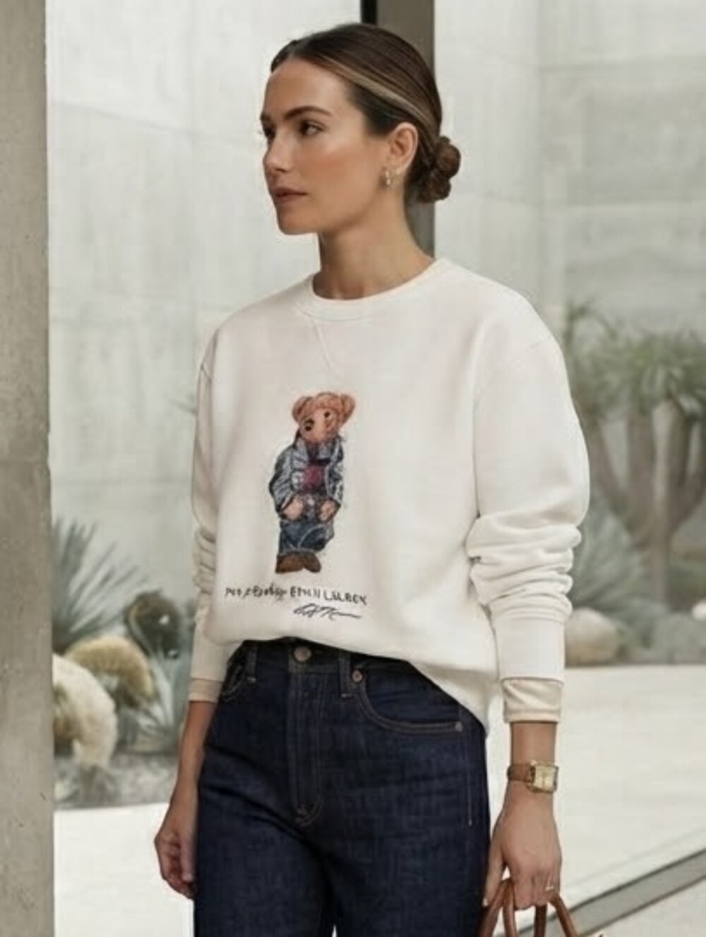 NWOT Polo Ralph Lauren XS Iconic Polo Bear Fleece Sweatshirt Quiet Luxury Preppy